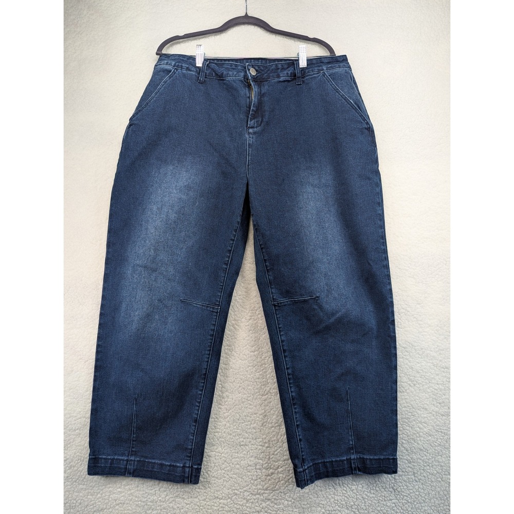 Flamingals Dark Wash Wide Leg Cropped Jeans Plus Size 3XL Stretch 266559 CH